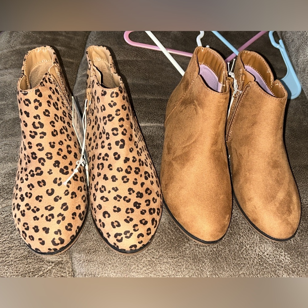 Leopard Print and Tan Ankle Boots
